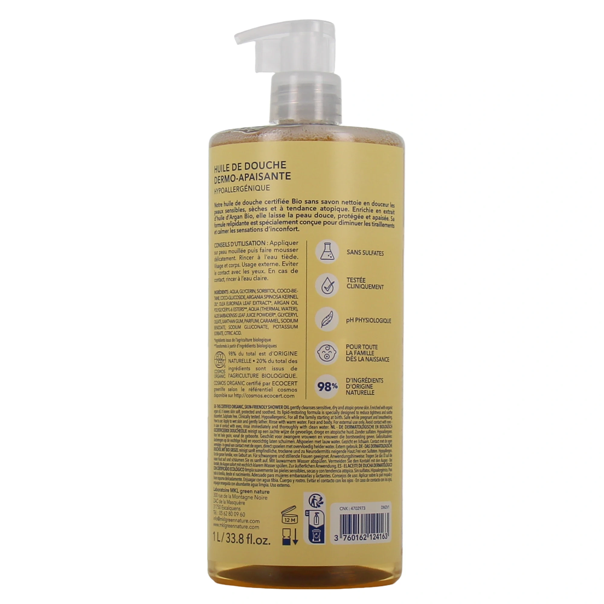 Mkl green nature aqua huile de douche dermo-apaisante bio 1l Mkl green nature aqua huile de douche dermo-apaisante bio 1l