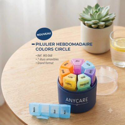 Anycare Pilulier Hebdomadaire Circle Colors 4 Cases x 7 Jours