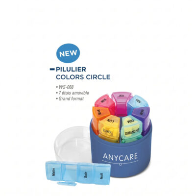 Anycare Pilulier Hebdomadaire Circle Colors 4 Cases x 7 Jours