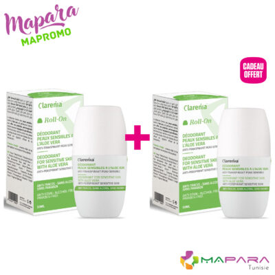 Clarenia 2 Déodorants Roll-On Peaux Sensibles à l’Aloe Vera (-50% sur le 2ème)