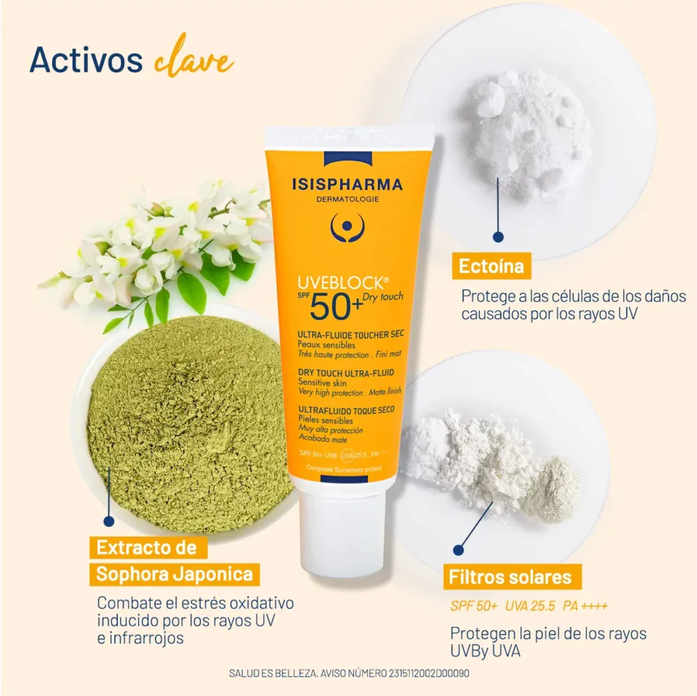 Isispharma uveblock ultra-fluide toucher sec spf50+ 40ml