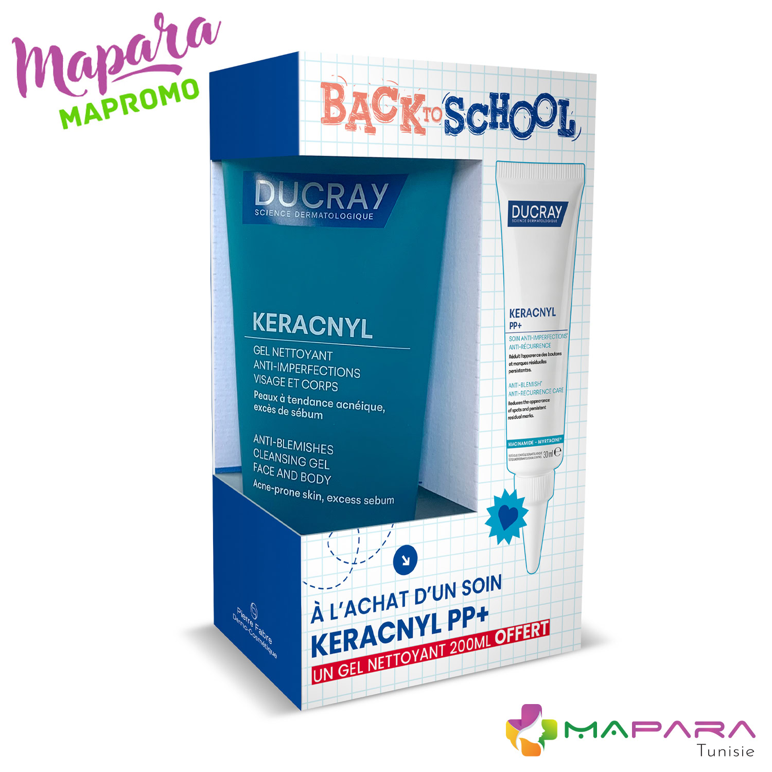 Ducray keracnyl pp+ 30ml + gel nettoyant 200ml offert Ducray keracnyl pp+ 30ml + gel nettoyant 200ml offert