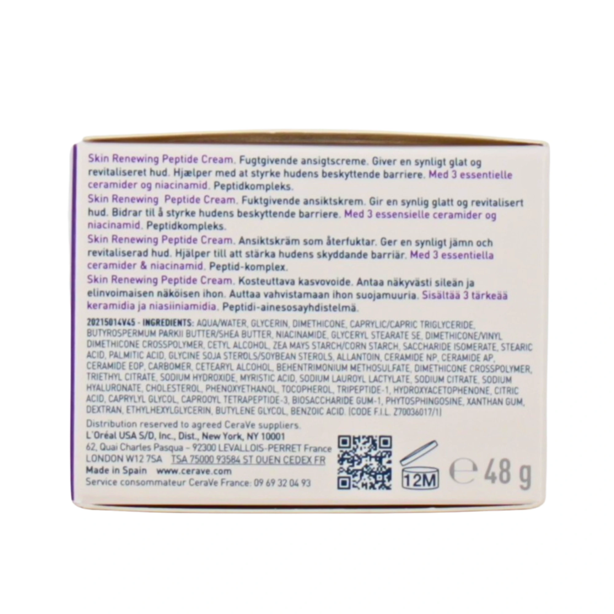 Cerave creme régénératrice aux peptides 48g Cerave creme régénératrice aux peptides 48g