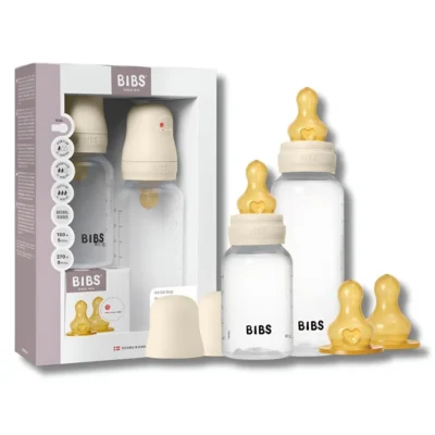 BIBS Set évolutif 2 biberon PP sans BPA 150ml/270ml avec tétines en latex - Ivory