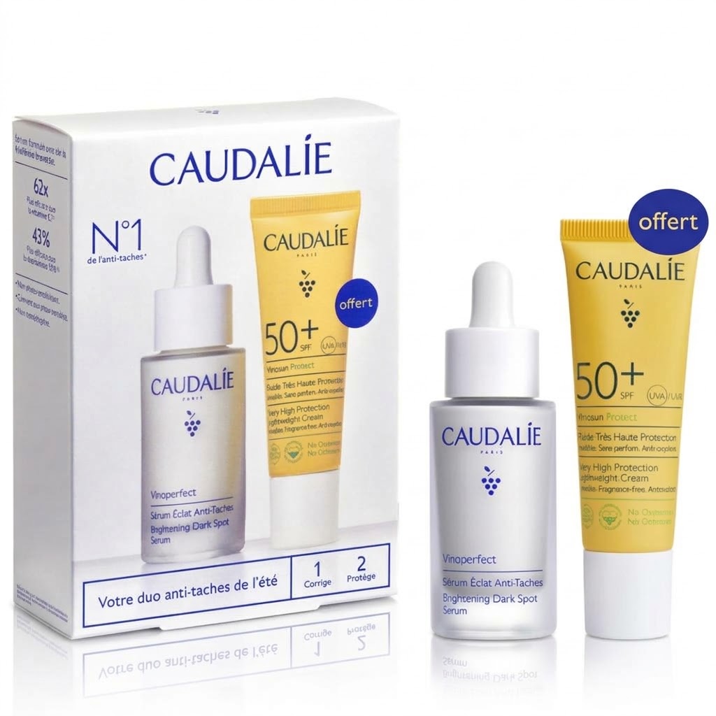 Caudalie coffret vinoperfect duo eclat anti taches serum & fluide spf50+ (offert) Caudalie coffret vinoperfect duo eclat anti taches serum & fluide spf50+ (offert)